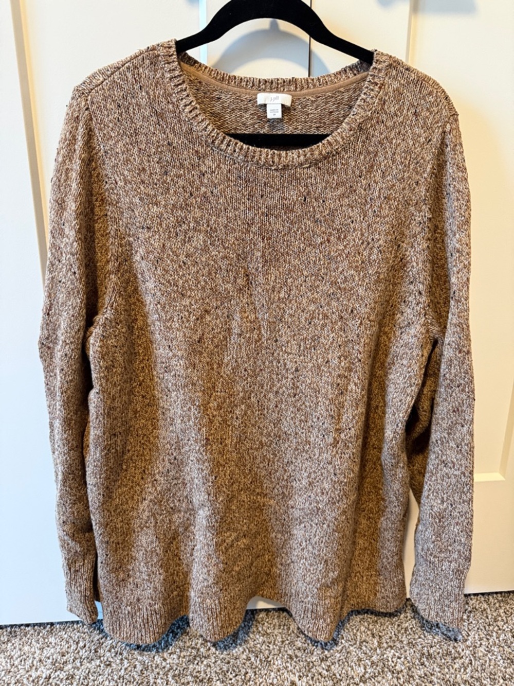 J. Jill Marled Knit Crewneck Sweater in Warm Taupe